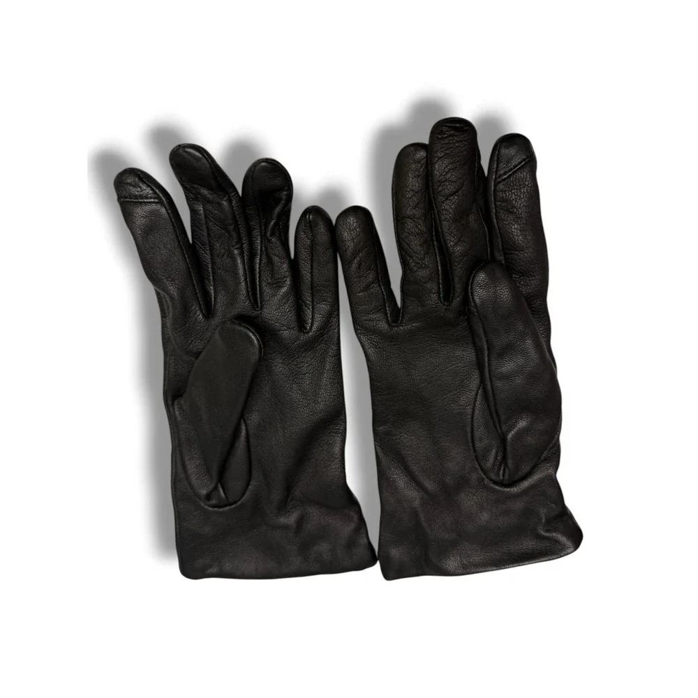 J.Crew‎ Black Leather Cashmere Lined Tech Touch Gloves Womens Size L NEW B5086